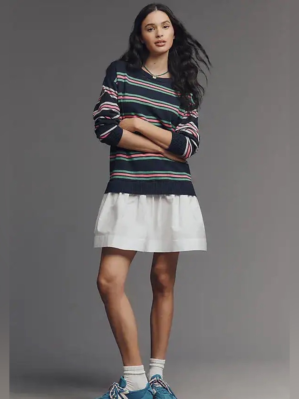 NWOT Anthropologie Maeve twofer long-sleeve drop waist mini dress